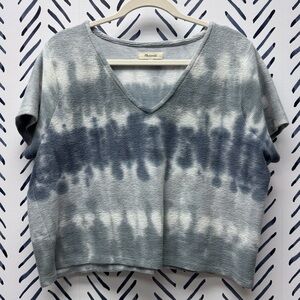 Madewell Gray and Blue Tie-Dye Boxy Top - M